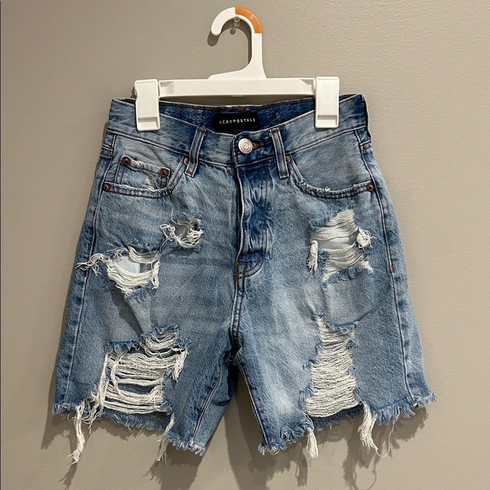 Abercrombie & Fitch Light Blue Ripped Jean Shorts